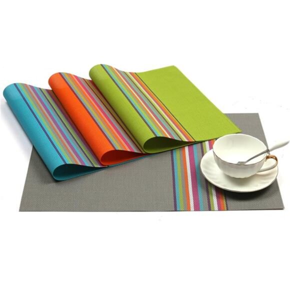 Placemats Set of 4 Colorful Woven Vinyl Place Mats for Dining Table - Picture 2 of 8